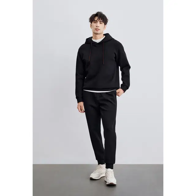 圣赫 纯色连帽套头长袖卫衣 男款