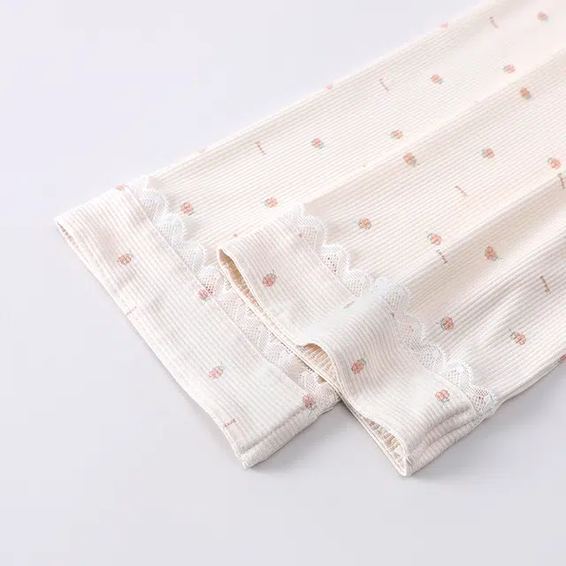 宫蝶 家居服三件套小清新可外穿休闲甜美风睡衣套装 女款 奶杏色