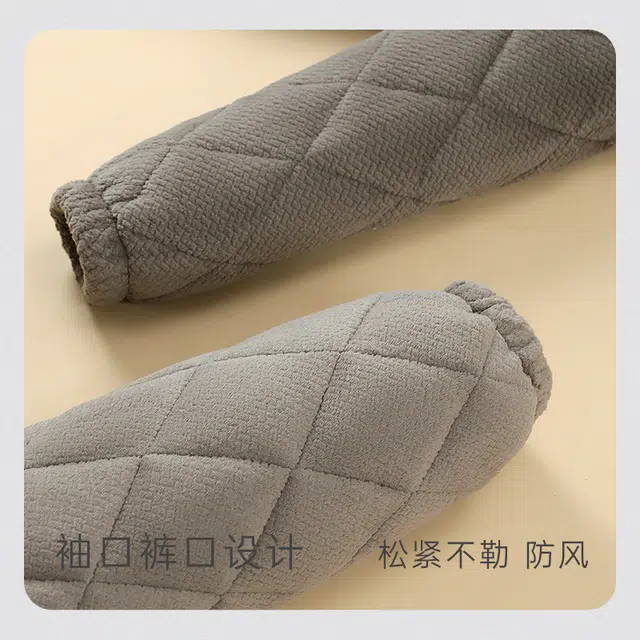 宫蝶 休闲保暖加厚家居服可外穿睡衣套装 男款 灰咖色