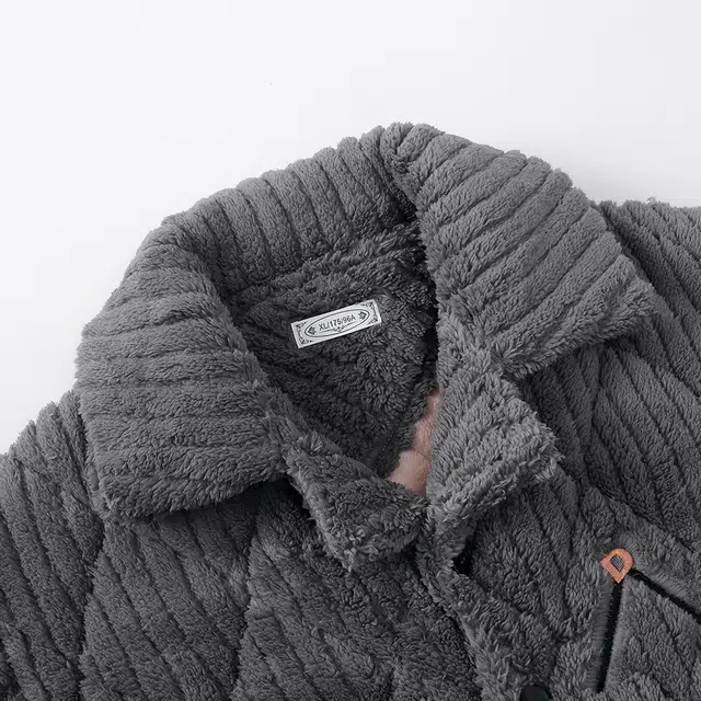 宫蝶 蓄温型加厚三层夹棉珊瑚绒家居服可外穿休闲开衫保暖冬季睡衣套装 男款 深灰色