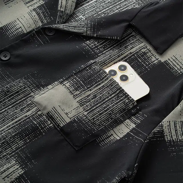 宫蝶 冰丝短袖休闲家居服可外穿复古风大码薄款开衫睡衣套装 男款