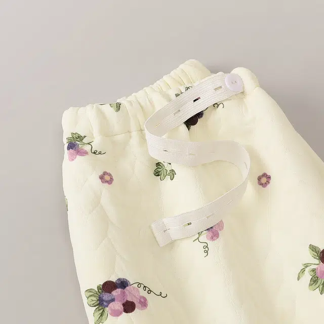 宫蝶 月子服带胸垫产后哺乳长袖家居服夹层棉产妇可调节腰围保暖睡衣套装 女款