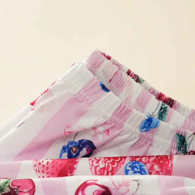 宫蝶 牛奶丝短袖甜美风家居服休闲条纹满印可外穿开衫睡衣套装 女款