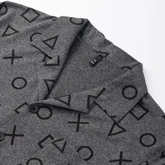 宫蝶 长袖爽肤棉复古风满印开衫家居服宽松可外穿大码睡衣套装 男款