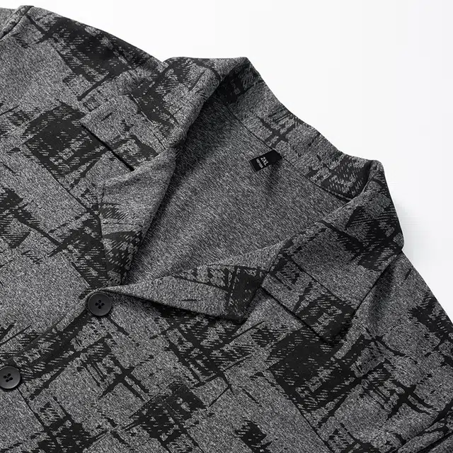 宫蝶 长袖爽肤棉满印家居服宽松复古开衫大码可外穿睡衣套装 男款