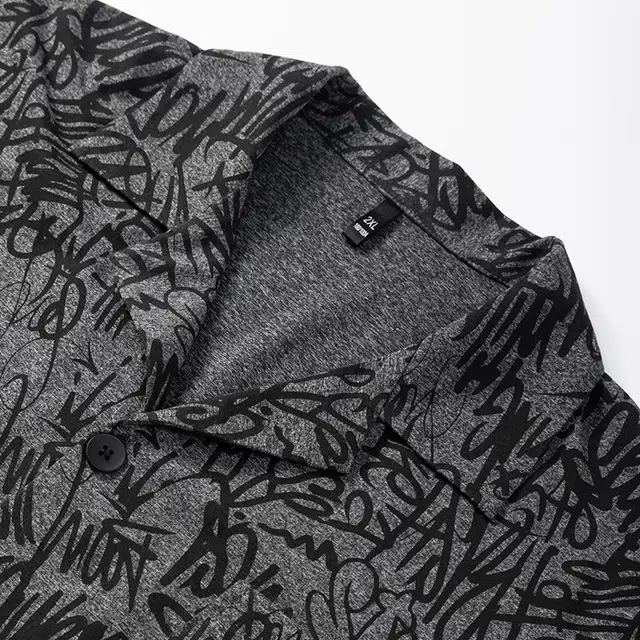 宫蝶 爽肤棉长袖满印家居服宽松复古开衫大码可外穿睡衣套装 男款