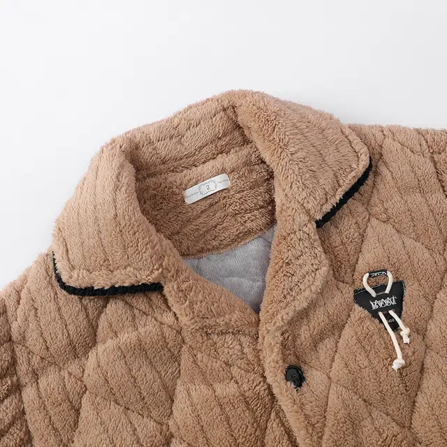 宫蝶 蓄温型加厚三层夹棉珊瑚绒家居服可外穿休闲开衫保暖冬季睡衣套装 男款 咖色