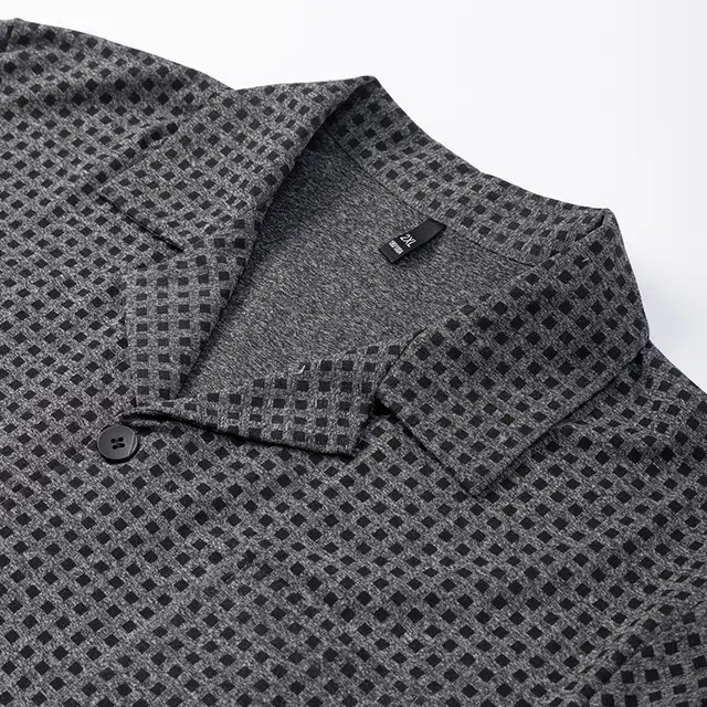 宫蝶 爽肤棉长袖满印复古风开衫家居服宽松可外穿大码睡衣套装 男款