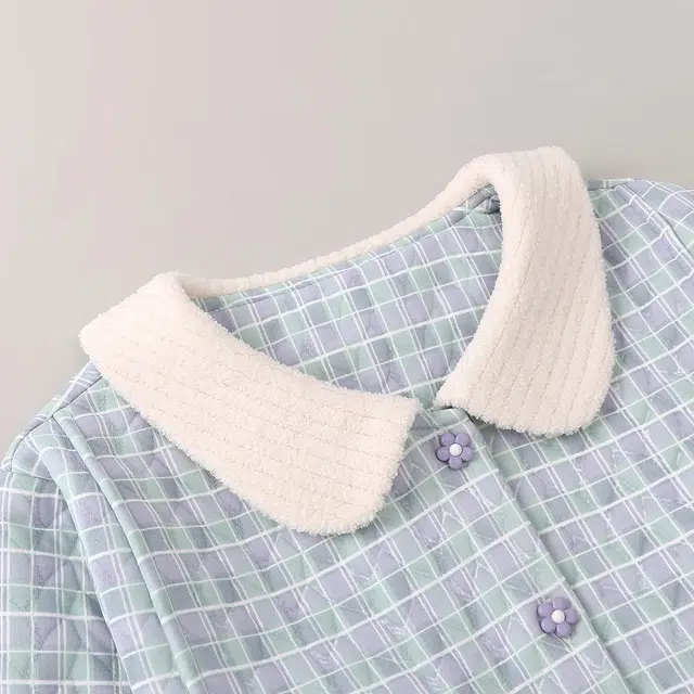 宫蝶 月子服保暖产后哺乳产妇夹层棉家居服长袖带胸垫可调节腰围睡衣套装 女款