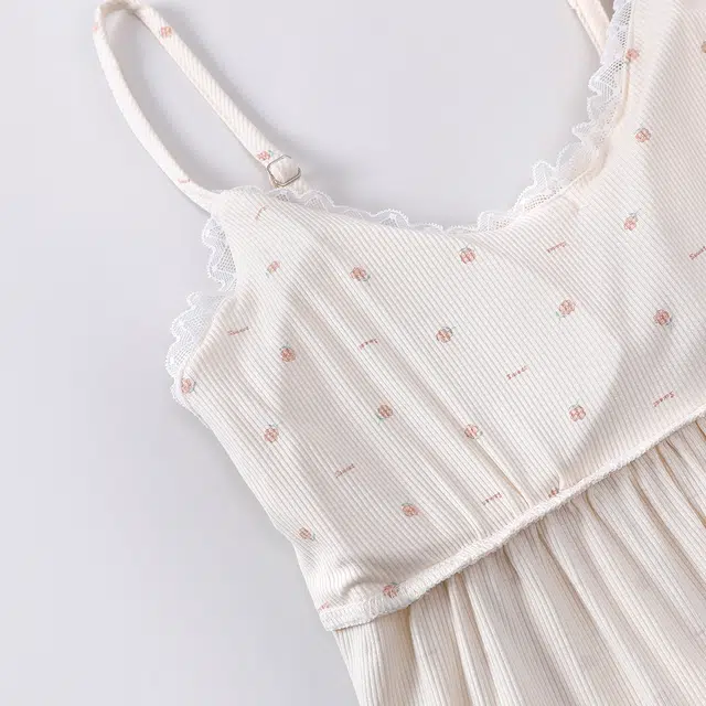 宫蝶 家居服三件套小清新可外穿休闲甜美风睡衣套装 女款 奶杏色