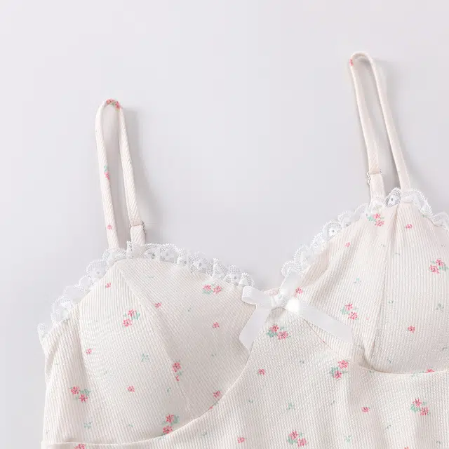 宫蝶 休闲甜美风家居服三件套小清新可外穿睡衣套装 女款 奶杏色