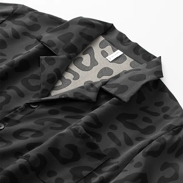 宫蝶 短袖冰丝薄款复古风家居服可外穿休闲大码开衫睡衣套装 男款