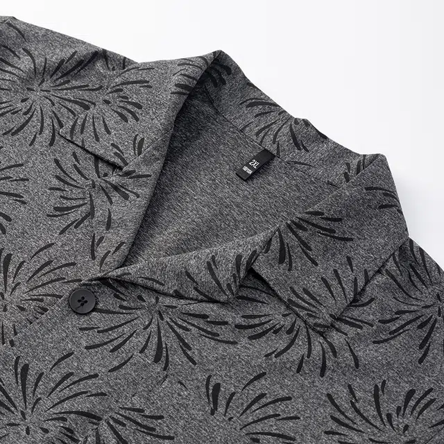 宫蝶 爽肤棉长袖开衫复古风家居服满印休闲可外穿大码睡衣套装 男款