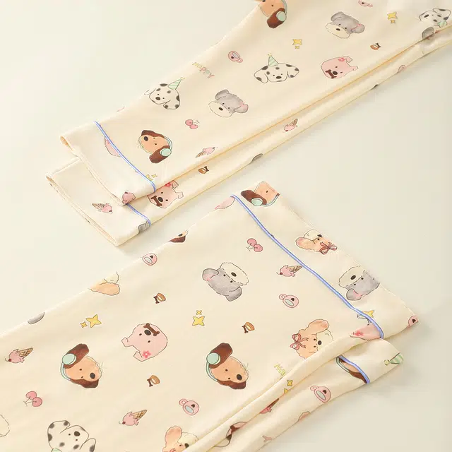 宫蝶 卡通纯棉长袖家居服开衫休闲可外穿宽松睡衣套装 女款