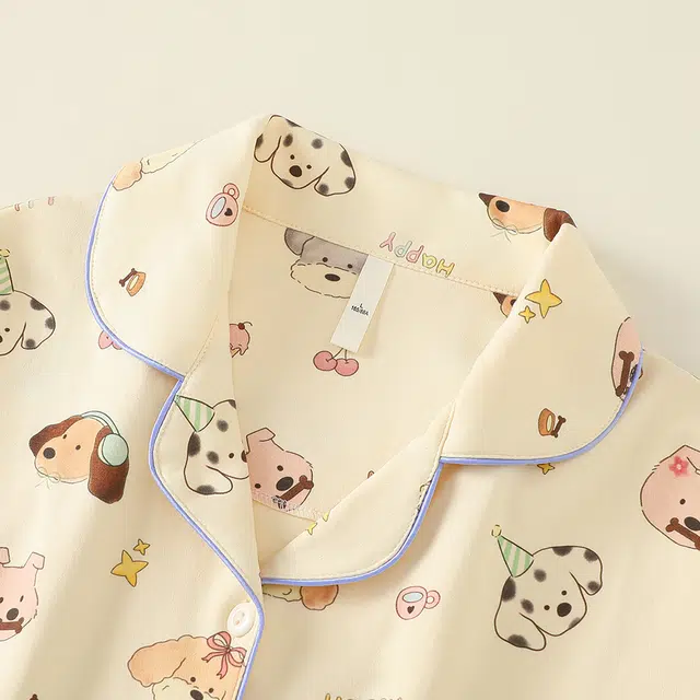 宫蝶 卡通纯棉长袖家居服开衫休闲可外穿宽松睡衣套装 女款