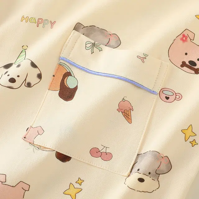 宫蝶 卡通纯棉长袖家居服开衫休闲可外穿宽松睡衣套装 女款