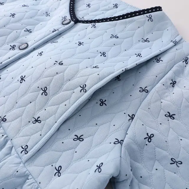 宫蝶 产后月子服夹层棉带胸垫产妇哺乳家居服长袖可调节腰围保暖睡衣套装 女款