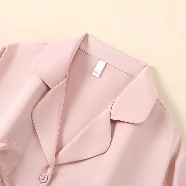 宫蝶 冰丝长袖薄款家居服可外穿休闲开衫纯色简约睡衣套装 女款