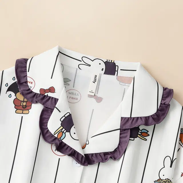 宫蝶 米菲纯棉长袖抗菌卡通休闲宽松家居服可外穿甜美风开衫睡衣套装 女款 礼盒装