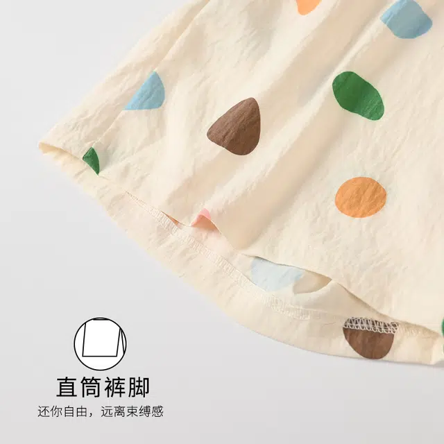 宫蝶 柔软短袖家居服休闲满印可外穿蝙蝠袖开衫睡衣套装 女款 杏色