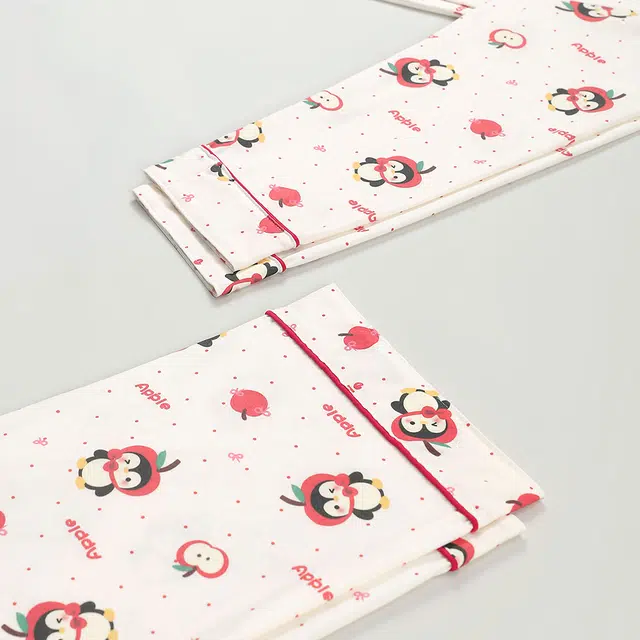 宫蝶 纯棉卡通长袖满印家居服开衫休闲宽松可外穿睡衣套装 女款