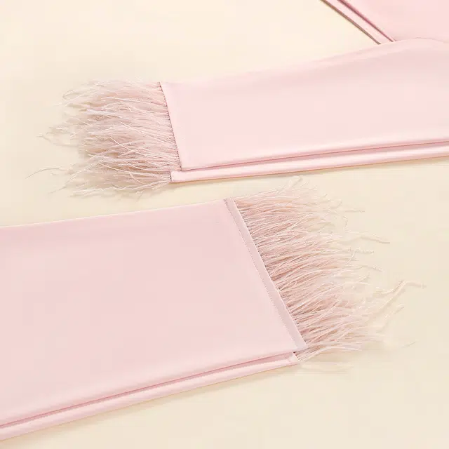 宫蝶 冰丝长袖薄款家居服可外穿休闲开衫纯色简约睡衣套装 女款