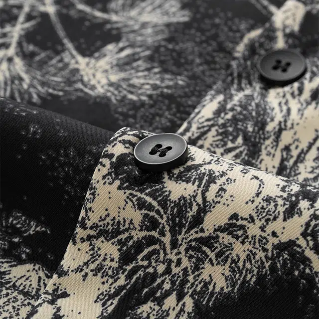 宫蝶 冰丝短袖度假风家居服薄款可外穿复古风休闲大码开衫睡衣套装 男款