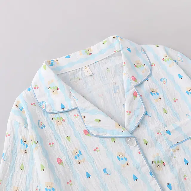 宫蝶 长袖云朵棉卡通家居服宽松休闲可外穿开衫甜美风睡衣套装 女款