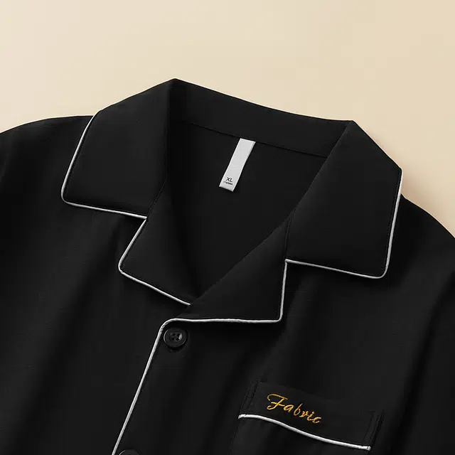 宫蝶 可外穿家居服简约休闲长袖上衣亲肤透气长裤睡衣套装 男款 黑色