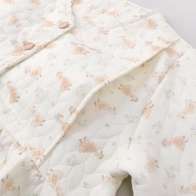 宫蝶 月子服夹层棉保暖长袖带胸垫产后产妇哺乳家居服可调节腰围睡衣套装 女款