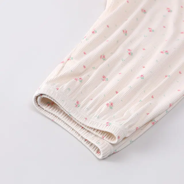 宫蝶 休闲甜美风家居服三件套小清新可外穿睡衣套装 女款 奶杏色