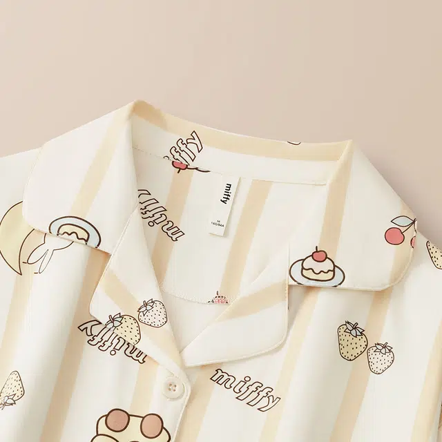 宫蝶 米菲纯棉长袖家居服卡通满印甜美风开衫宽松休闲可外穿睡衣套装 女款 礼盒装