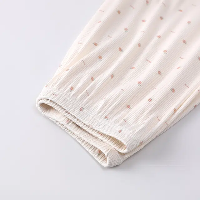 宫蝶 家居服三件套小清新可外穿休闲甜美风睡衣套装 女款 奶杏色