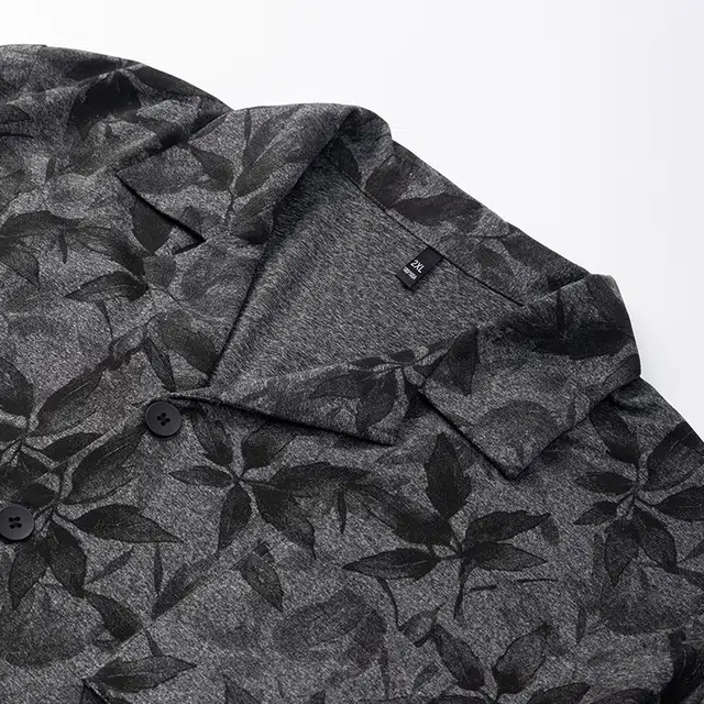 宫蝶 长袖爽肤棉复古风开衫家居服满印宽松可外穿大码睡衣套装 男款