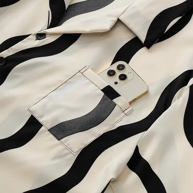 宫蝶 冰丝短袖家居服薄款三件套休闲复古风可外穿大码开衫夏季睡衣套装 男款