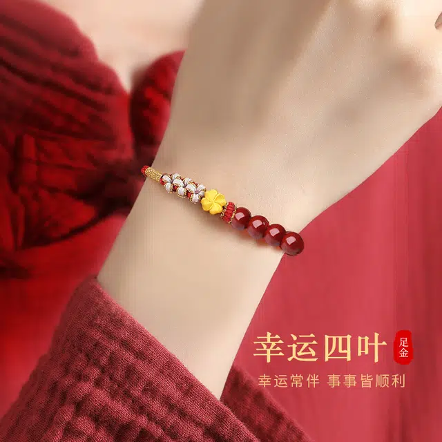 完美爱 新中式招财纳福小清新优雅气质时尚显白高级感 朱砂 手串 女款