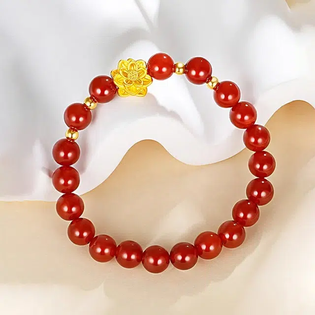 完美爱 莲花转运珠 足金 一口价 黄金手串 女款