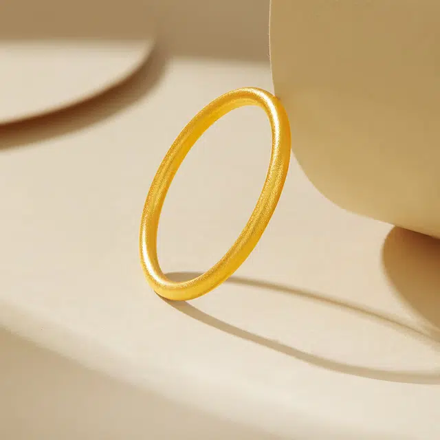 完美爱 古法素圈 新中式 小众设计精致 指环 足金 按克计价 黄金戒指 男女同款情侣款