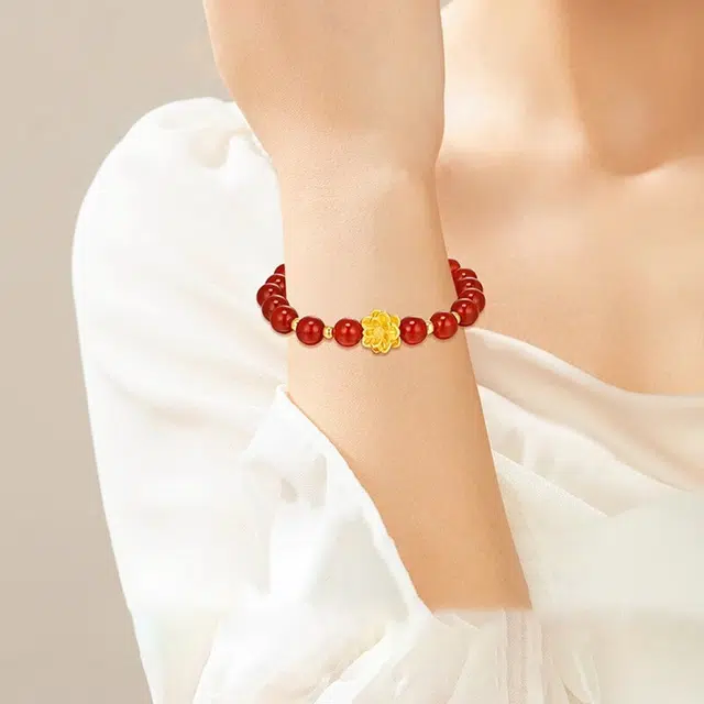 完美爱 莲花转运珠 足金 一口价 黄金手串 女款