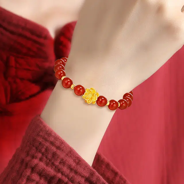 完美爱 莲花转运珠 足金 一口价 黄金手串 女款