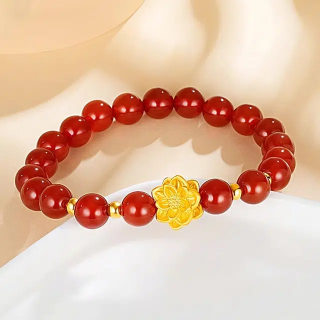 完美爱 莲花转运珠 足金 一口价 黄金手串 女款