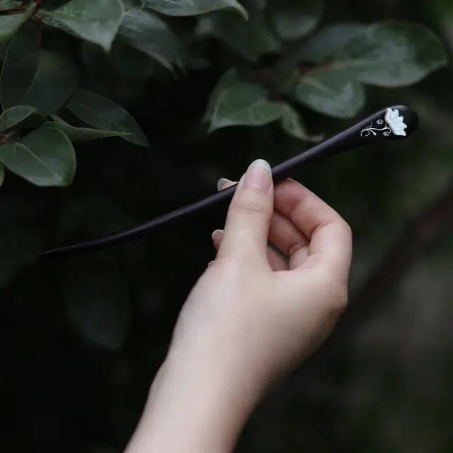 暖瞳 新中式古风高级感简约百搭#好运 天然檀木 发簪 女款