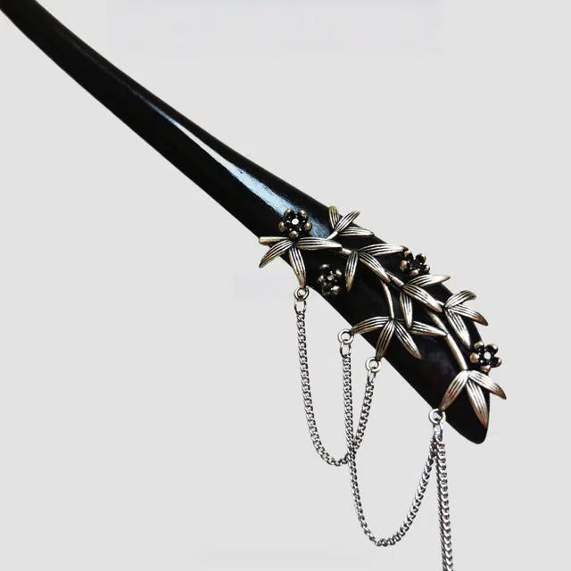 暖瞳 新中式国风设计古典元素镂空轻奢精致浪漫流苏步摇小众品味精致 黑檀木 发簪 女款