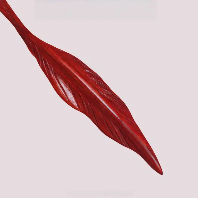 暖瞳 新中式国风天然双面仿真叶子红色现代精致发饰簪子 血檀木 发簪 女款