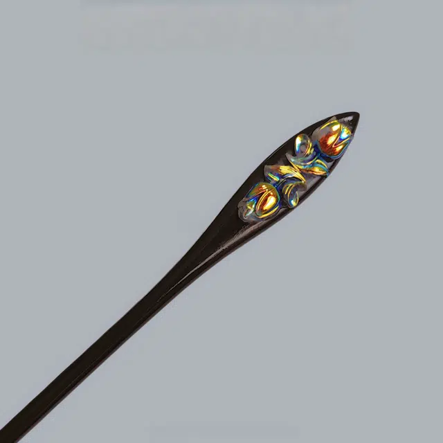 暖瞳 精致小巧流苏设计复古宫廷风田园油画港风优雅 黑檀木 发簪 女款