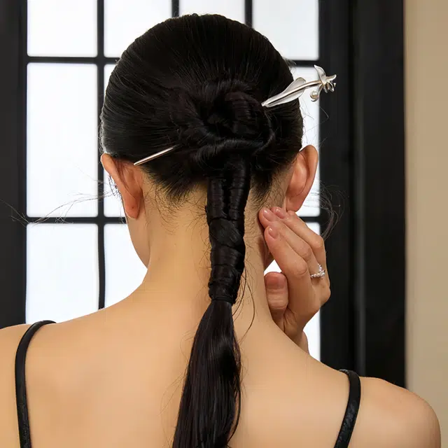 暖瞳 东方花影花朵发钗 新中式古风高级感人造珍珠簪子 中国风轻奢小众设计感头发配饰 合金 发簪 女款