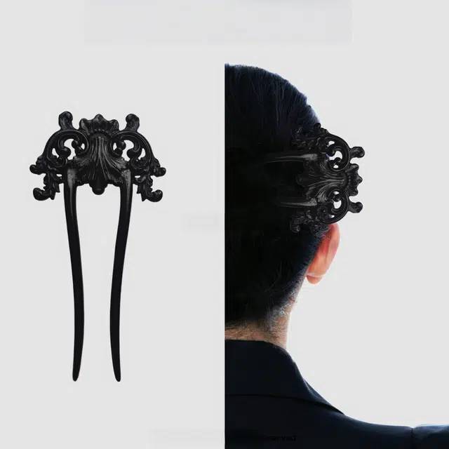 暖瞳 新中式国风简约百搭复古重工镂空双面 檀木 发簪 女款