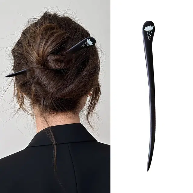 暖瞳 新中式古风高级感简约百搭#好运 天然檀木 发簪 女款