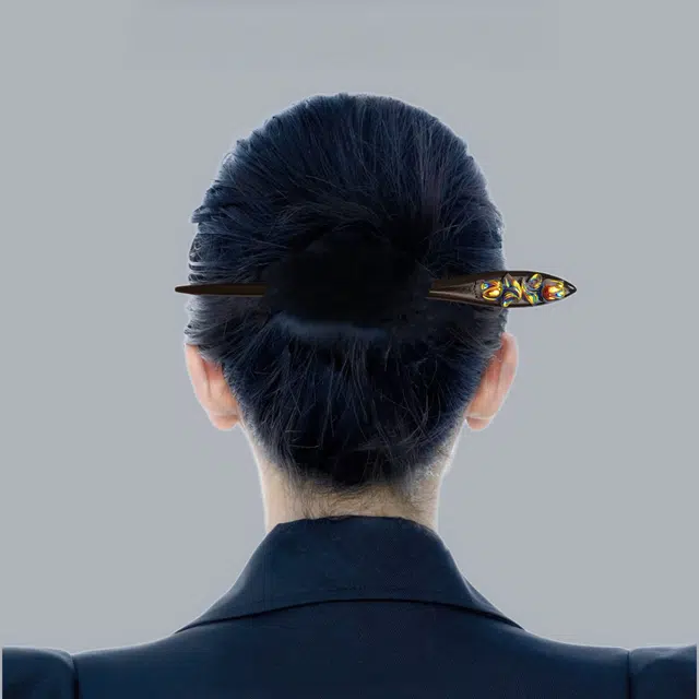 暖瞳 精致小巧流苏设计复古宫廷风田园油画港风优雅 黑檀木 发簪 女款