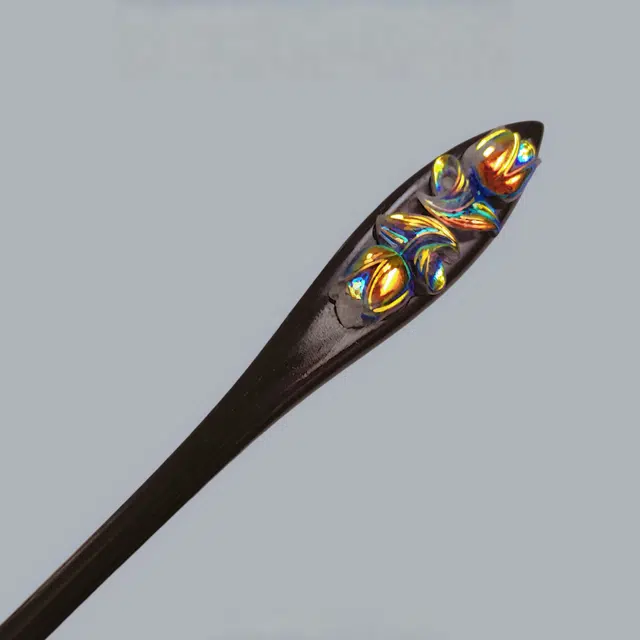 暖瞳 精致小巧流苏设计复古宫廷风田园油画港风优雅 黑檀木 发簪 女款